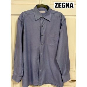 Ermenaegqildo Zegna Herringbone Luxury‎ Designer Dress Shirt Mens L New